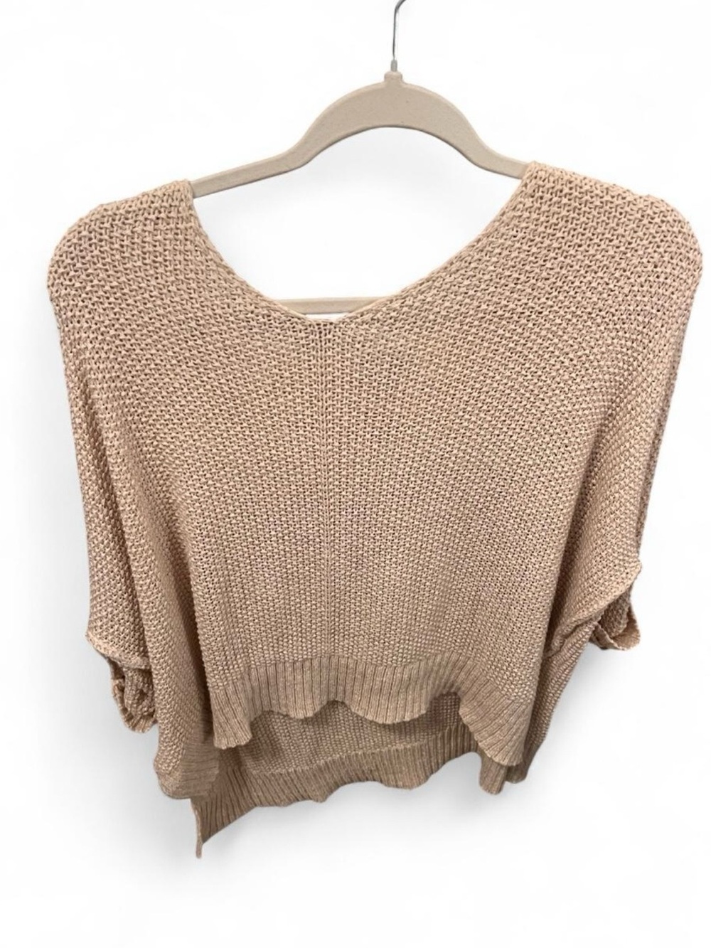 She + Sky Oversized Scoop-Neck Sweater in Tan